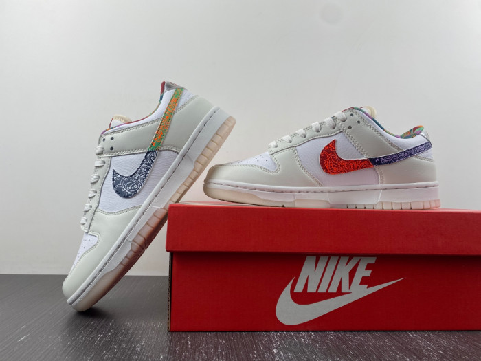 nike dunk low white multi-color paisley fn8913-141