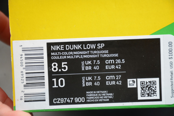 nike dunk low lemon wash multi-color cz9747-900