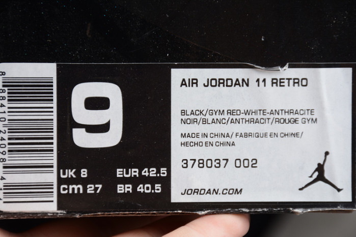 jordan 11 retro bp "72-10" black 378037-002