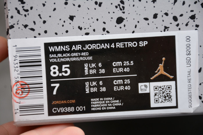 off-w x air jordan 4 “bred” cv9388-001