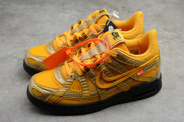 off-w x nike air rubber dunk university gold cu6015-700