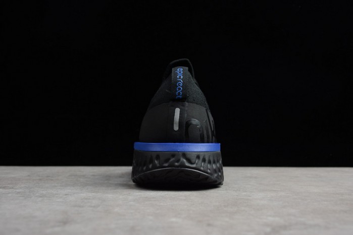 nike epic react flyknit black racer blue aq0067-004