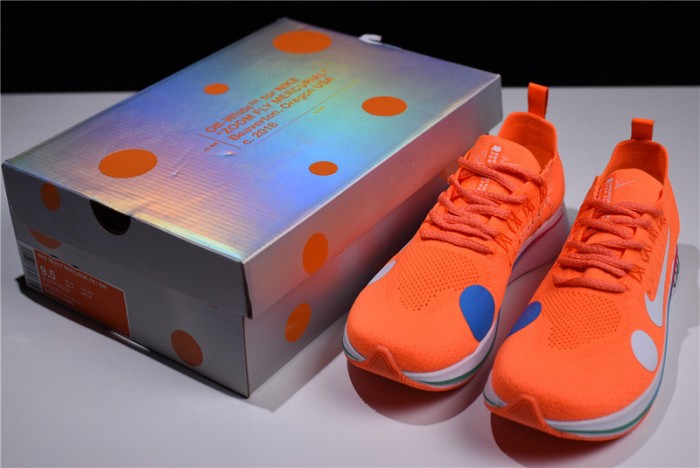 nike x ow zoom fly mercurial flyknit total orange ao2115-800